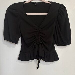 Black Crop Top Blouse